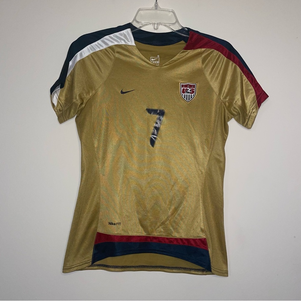 Nike Team USA Womens Soccer USWNT 2007 World Cup Gold Jersey Shannon Boxx #7 S